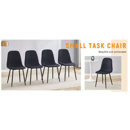 MAYEERTY Lot de 4 chaises de salle à manger de luxe, simples, en lin et coton noirs, pieds en métal noir, s'adaptent à divers décors