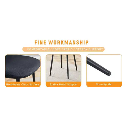MAYEERTY Lot de 4 chaises de salle à manger de luxe, simples, en lin et coton noirs, pieds en métal noir, s'adaptent à divers décors