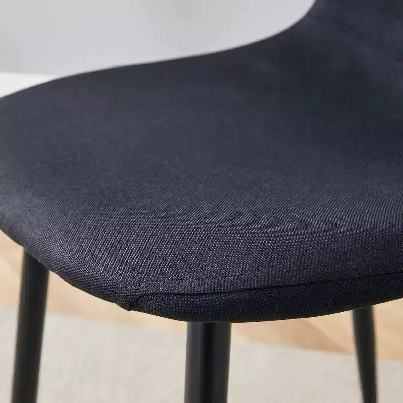 MAYEERTY Lot de 4 chaises de salle à manger de luxe, simples, en lin et coton noirs, pieds en métal noir, s'adaptent à divers décors