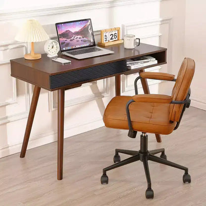 Computer Desk 43 Inch, Small Office Writing Table - Modern Simple Work Desk with Drawer & Open Storage Cubby, White for Home Bedroom