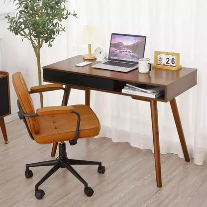 Computer Desk 43 Inch, Small Office Writing Table - Modern Simple Work Desk with Drawer & Open Storage Cubby, White for Home Bedroom
