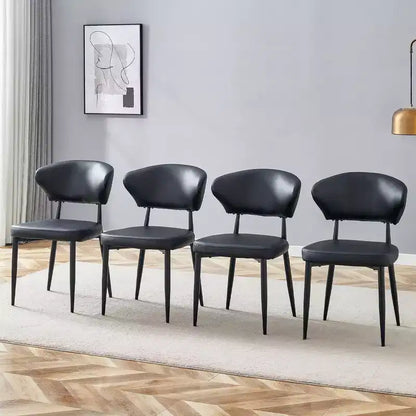 MAYEERTY Set of 4 Black Minimalist Ergonomic Dining Chairs Curved Backrest Comfortable Seating