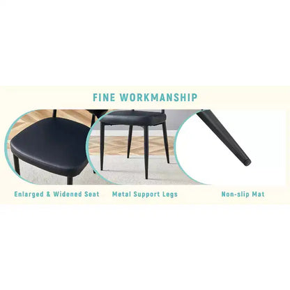MAYEERTY Set of 4 Black Minimalist Ergonomic Dining Chairs Curved Backrest Comfortable Seating