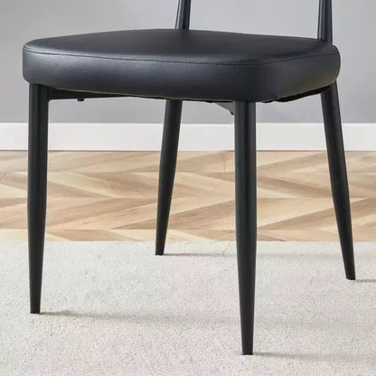 MAYEERTY Set of 4 Black Minimalist Ergonomic Dining Chairs Curved Backrest Comfortable Seating