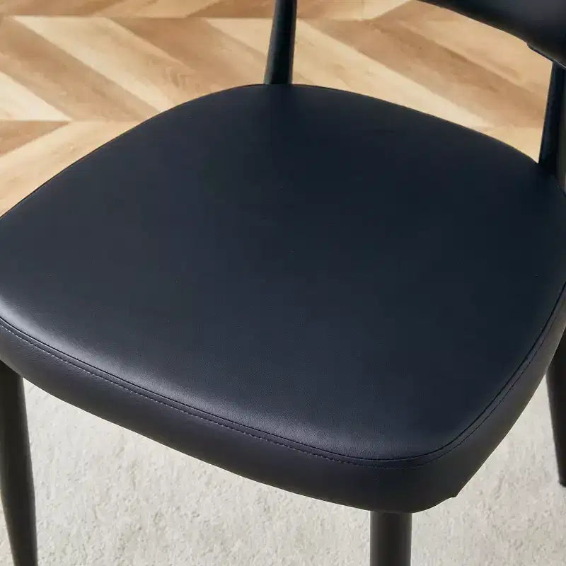 MAYEERTY Set of 4 Black Minimalist Ergonomic Dining Chairs Curved Backrest Comfortable Seating