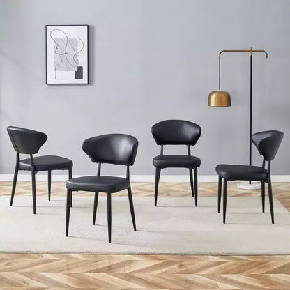 MAYEERTY Set of 4 Black Minimalist Ergonomic Dining Chairs Curved Backrest Comfortable Seating