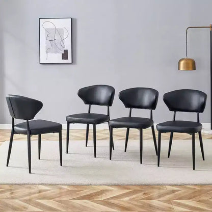 MAYEERTY Set of 4 Black Minimalist Ergonomic Dining Chairs Curved Backrest Comfortable Seating