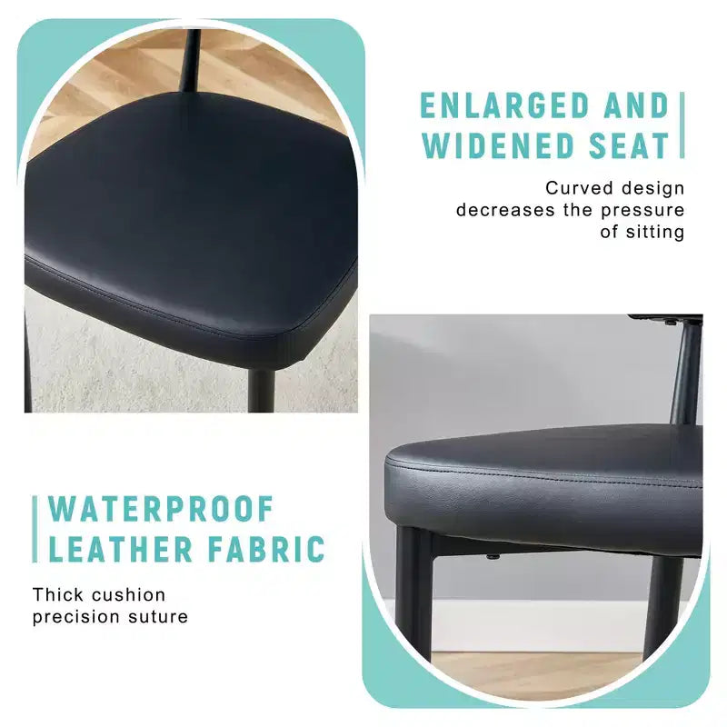 MAYEERTY Set of 4 Black Minimalist Ergonomic Dining Chairs Curved Backrest Comfortable Seating