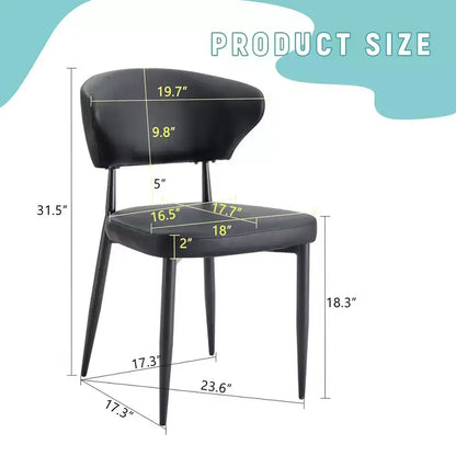 MAYEERTY Set of 4 Black Minimalist Ergonomic Dining Chairs Curved Backrest Comfortable Seating