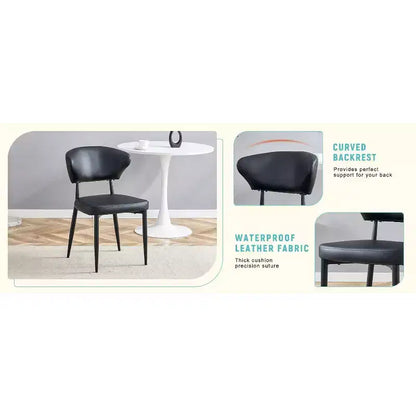 MAYEERTY Set of 4 Black Minimalist Ergonomic Dining Chairs Curved Backrest Comfortable Seating