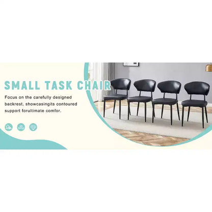 MAYEERTY Set of 4 Black Minimalist Ergonomic Dining Chairs Curved Backrest Comfortable Seating