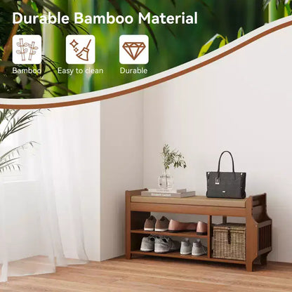 37.4 Bamboo Shoe Bench with Storage