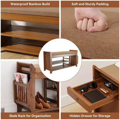 37.4 Bamboo Shoe Bench with Storage