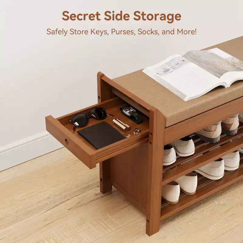 37.4 Bamboo Shoe Bench with Storage