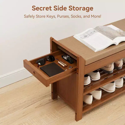 37.4 Bamboo Shoe Bench with Storage