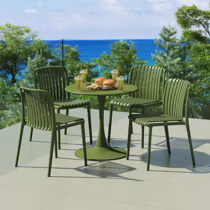 Ensemble de salle à manger extérieur 5 pièces WestinTrends Playa avec table en métal et chaises de patio empilables en résine