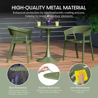 Ensemble de salle à manger extérieur 5 pièces WestinTrends Playa avec table en métal et chaises de patio empilables en résine