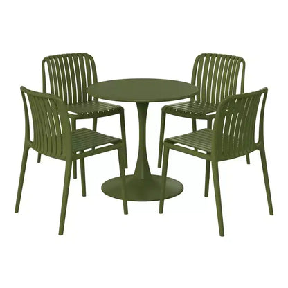 Ensemble de salle à manger extérieur 5 pièces WestinTrends Playa avec table en métal et chaises de patio empilables en résine