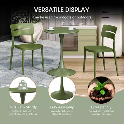 Ensemble de salle à manger d'extérieur 3 pièces WestinTrends Playa en métal avec chaises de patio modernes empilables