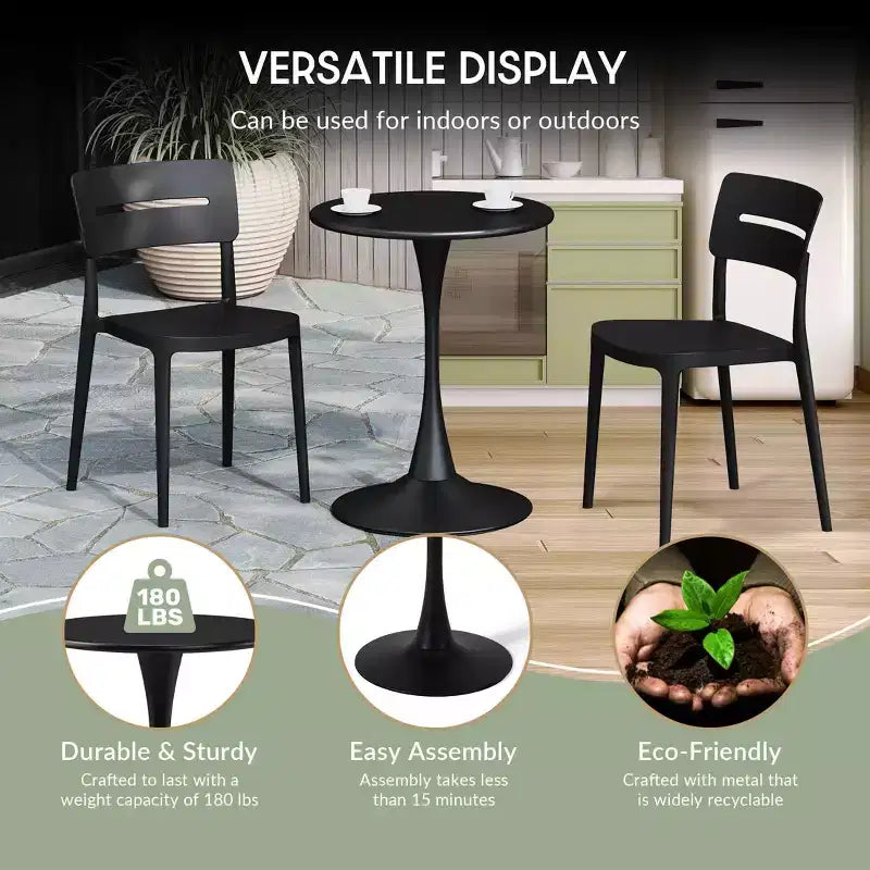 Ensemble de salle à manger d'extérieur 3 pièces WestinTrends Playa en métal avec chaises de patio modernes empilables