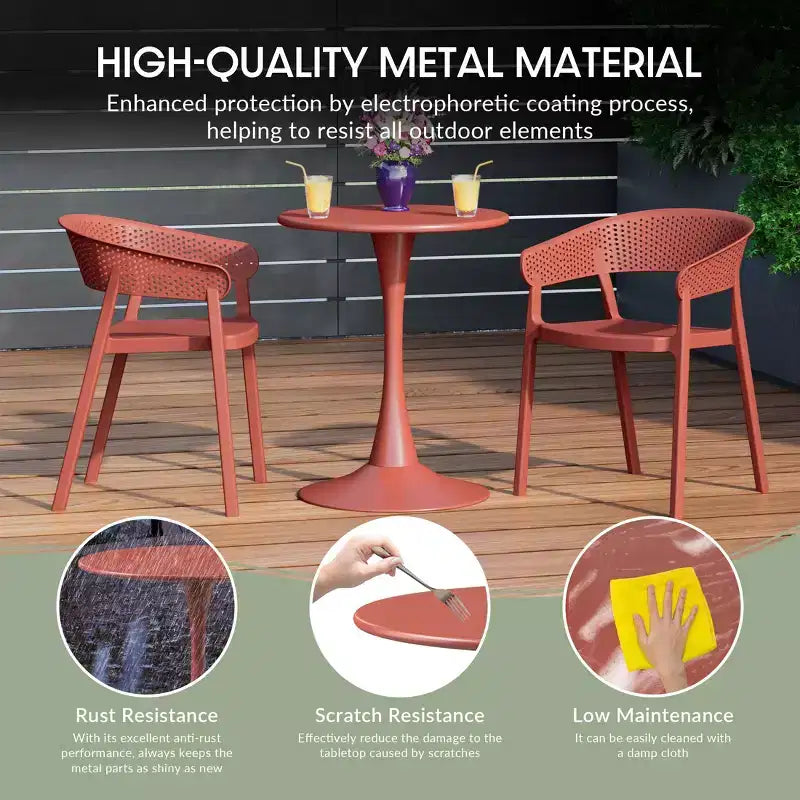 Ensemble de salle à manger d'extérieur et d'intérieur WestinTrends Playa 5 pièces avec table en métal et chaises d'appoint empilables en plastique