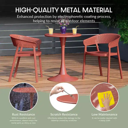 Ensemble de salle à manger d'extérieur et d'intérieur WestinTrends Playa 5 pièces avec table en métal et chaises d'appoint empilables en plastique