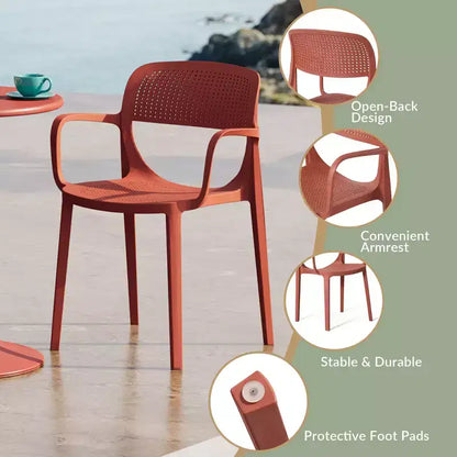 WestinTrends Playa 5-Piece Round Metal Bistro Dining Table Set And Stackable Resin Patio Dining Side Chairs