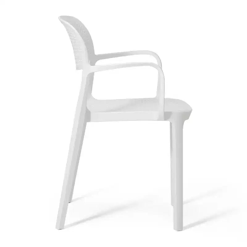 WestinTrends Playa 5-Piece Round Metal Bistro Dining Table Set And Stackable Resin Patio Dining Side Chairs