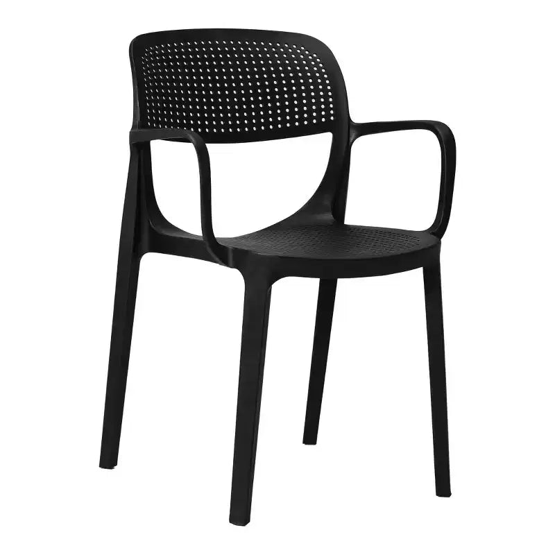 WestinTrends Playa 5-Piece Round Metal Bistro Dining Table Set And Stackable Resin Patio Dining Side Chairs