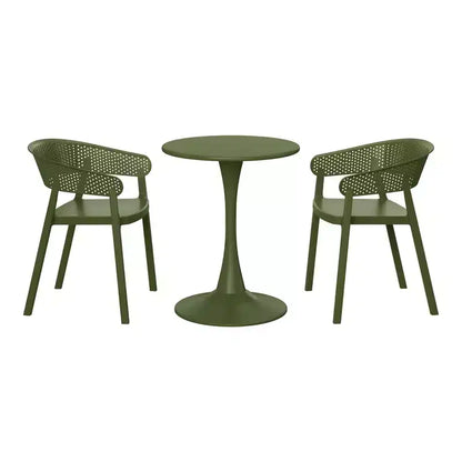 Ensemble de table à manger de patio WestinTrends Playa 3 pièces en métal, pour l'intérieur et l'extérieur, avec chaises de patio empilables