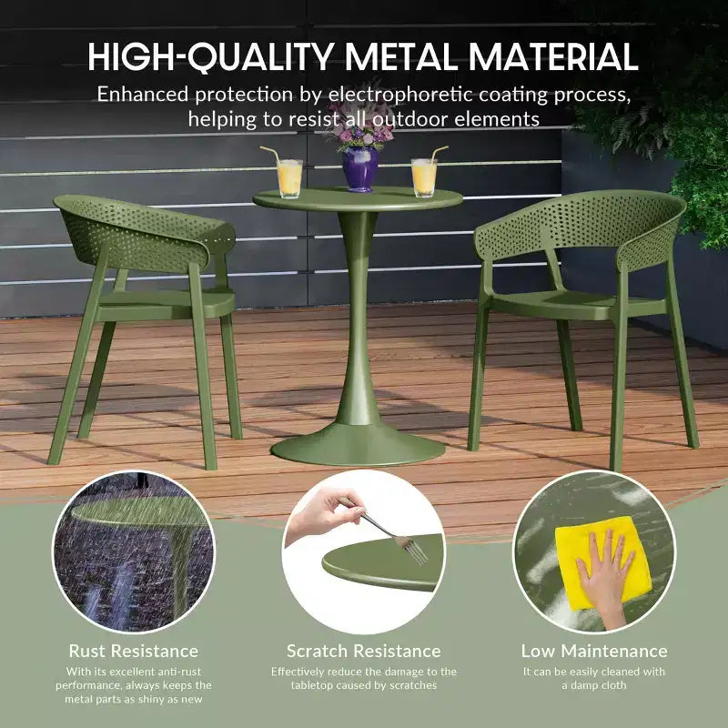 Ensemble de table à manger de patio ronde en métal 5 pièces d'intérieur/extérieur WestinTrends Playa avec chaises de patio empilables