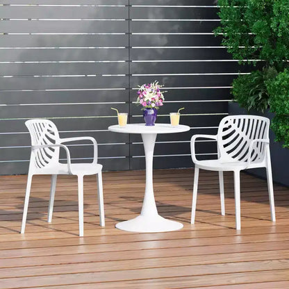 Ensemble de salle à manger d'extérieur et d'intérieur 3 pièces en métal WestinTrends Playa avec chaises de terrasse empilables