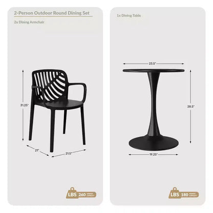 Ensemble de salle à manger d'extérieur et d'intérieur 3 pièces en métal WestinTrends Playa avec chaises de terrasse empilables