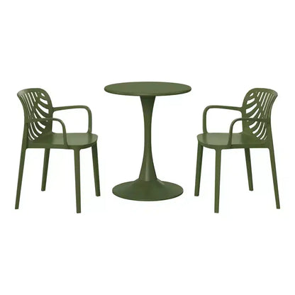 Ensemble de salle à manger d'extérieur et d'intérieur 3 pièces en métal WestinTrends Playa avec chaises de terrasse empilables
