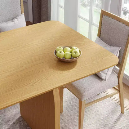 67 Farmhouse Rectangle Brown Dining Table for 4-6 People with Round Arched Table Legs for Dining Room and Living Room