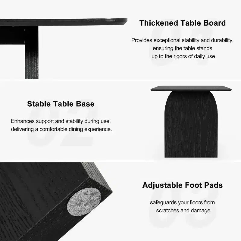 67 Farmhouse Rectangle Brown Dining Table for 4-6 People with Round Arched Table Legs for Dining Room and Living Room