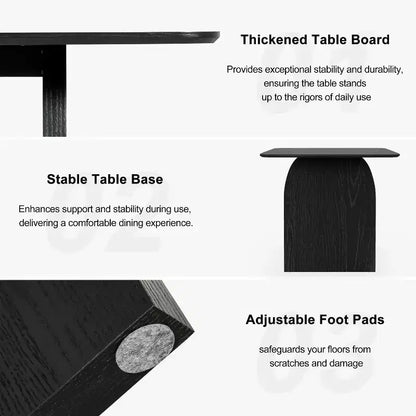 67 Farmhouse Rectangle Brown Dining Table for 4-6 People with Round Arched Table Legs for Dining Room and Living Room