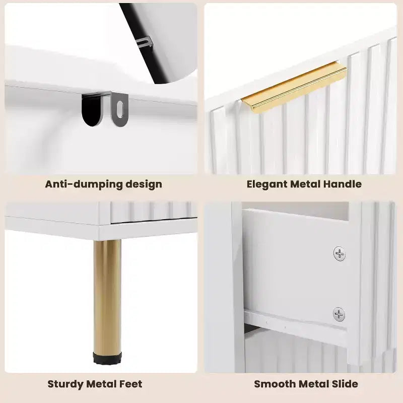 Commode à 8 tiroirs pour chambre à coucher, commode moderne cannelée de 137 cm de large avec tiroirs profonds, commode en bois pour salon, couloir, chambre d'enfant