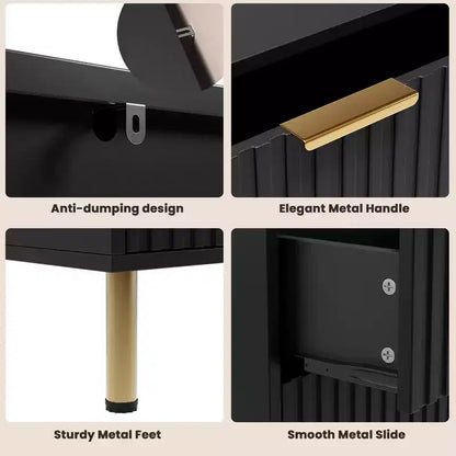 Commode à 8 tiroirs pour chambre à coucher, commode moderne cannelée de 137 cm de large avec tiroirs profonds, commode en bois pour salon, couloir, chambre d'enfant