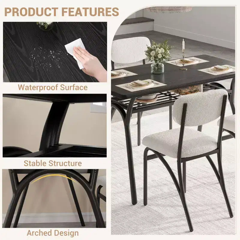 Ensemble de salle à manger hauteur comptoir pour 4 - Table rectangulaire compacte avec rangement et chaises en velours