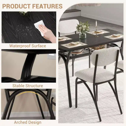 Ensemble de salle à manger hauteur comptoir pour 4 - Table rectangulaire compacte avec rangement et chaises en velours