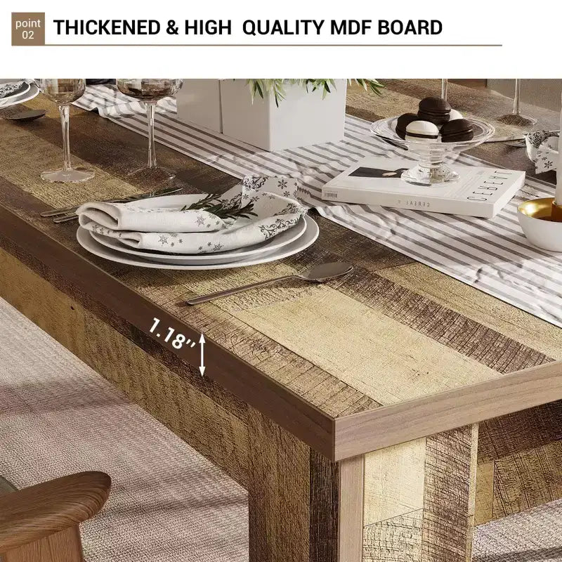 Farmhouse Dining Table for 4 - 63 Rustic Wooden Rectangular Table for Small Spaces & Apartments
