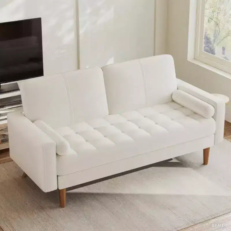 Canapé 2 places Dyonery, canapé en velours de 140 cm avec coussin et oreiller en velours, canapé moderne du milieu du siècle, convient pour le salon, l'appartement