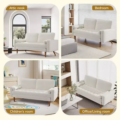 Canapé 2 places Dyonery, canapé en velours de 140 cm avec coussin et oreiller en velours, canapé moderne du milieu du siècle, convient pour le salon, l'appartement