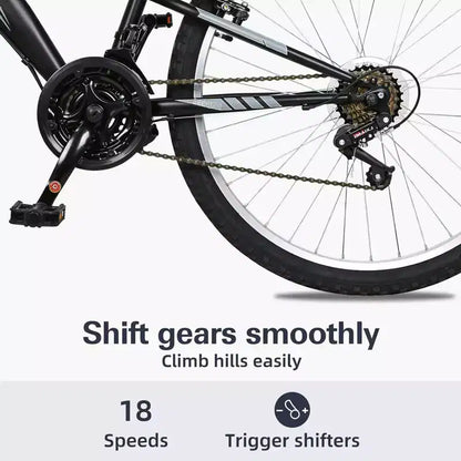 Hykolity 26/27.5-Inch Mountain Bike, Mens Womens, Steel Full Suspension, 18-Speed, Adjustable Saddle, Linear Pull Brakes, Alloy Rims