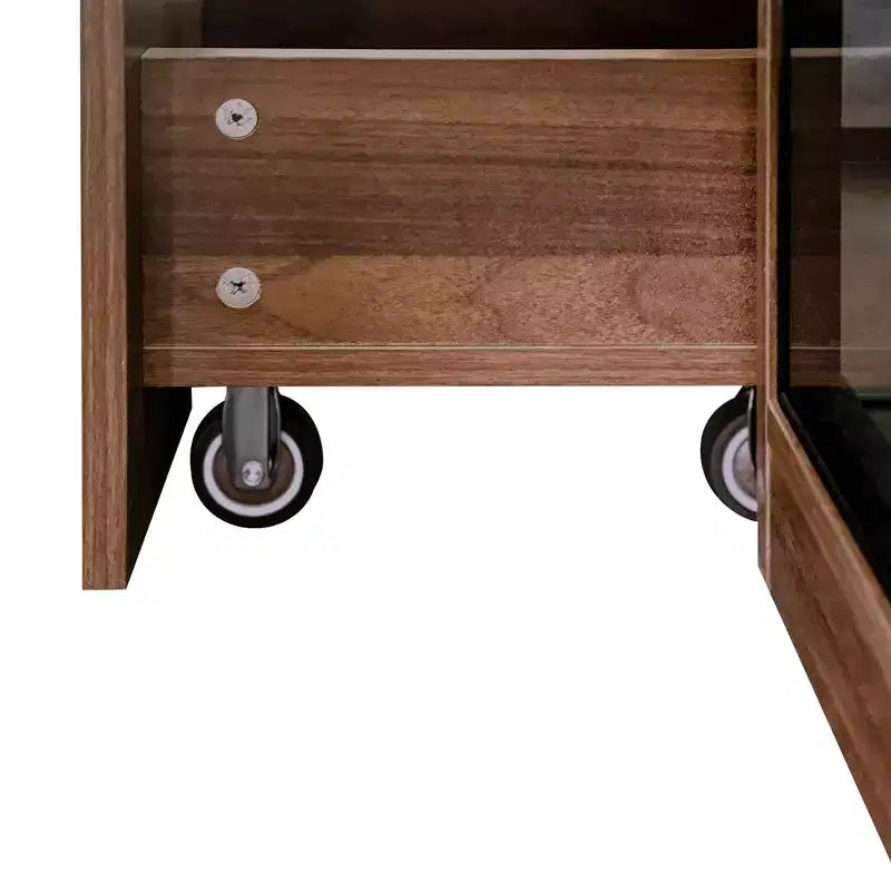 Vitrine GDFStudio Genevieve rustique en bois de 70 po avec portes vitrées et lumières