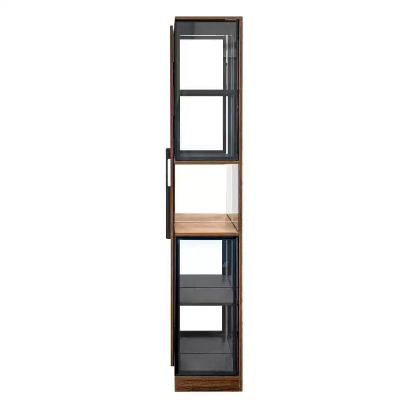 Vitrine GDFStudio Genevieve rustique en bois de 70 po avec portes vitrées et lumières