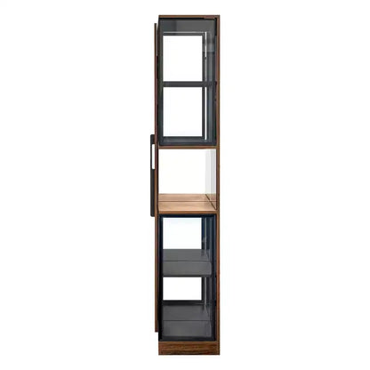 Vitrine GDFStudio Genevieve rustique en bois de 70 po avec portes vitrées et lumières