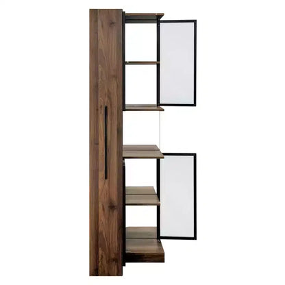 Vitrine GDFStudio Genevieve rustique en bois de 70 po avec portes vitrées et lumières