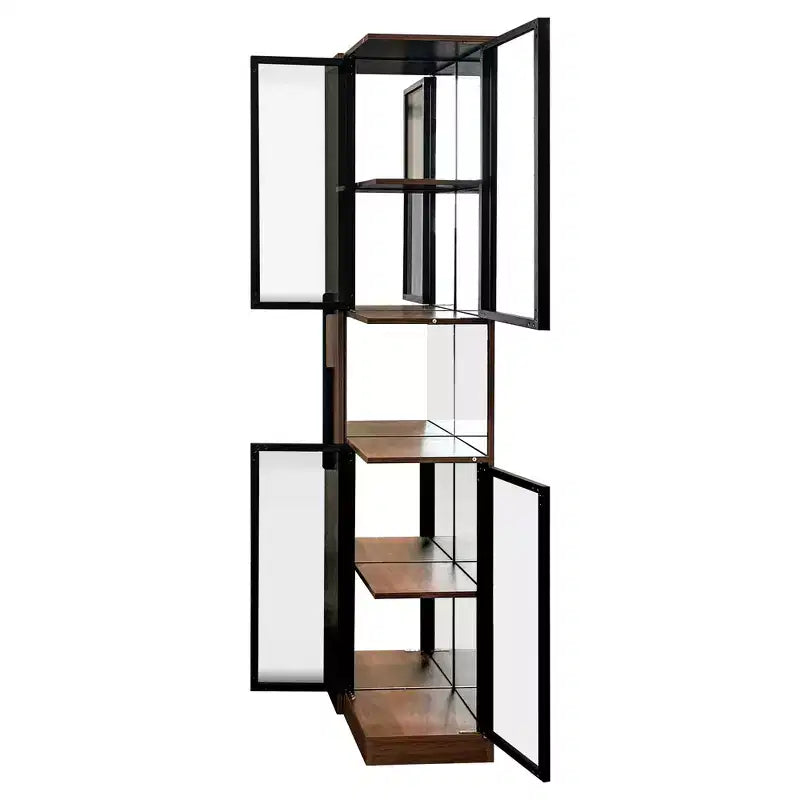 Vitrine GDFStudio Genevieve rustique en bois de 70 po avec portes vitrées et lumières